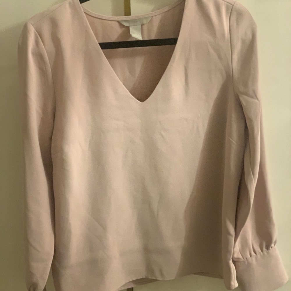 H&M Pink Blouse with Button Sleeves
